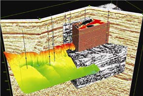 computer generated image of 3D seismic survey