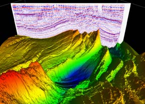 computer generated image of 3d seismic survey